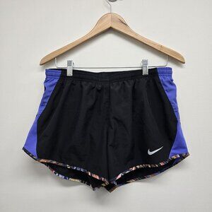 Nike Dri-Fit Running Athletic Shorts Lined Black Purple Women’s Size Large